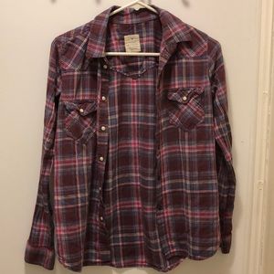 American Eagle Outfitters Plaid Pearl Snap Flannel